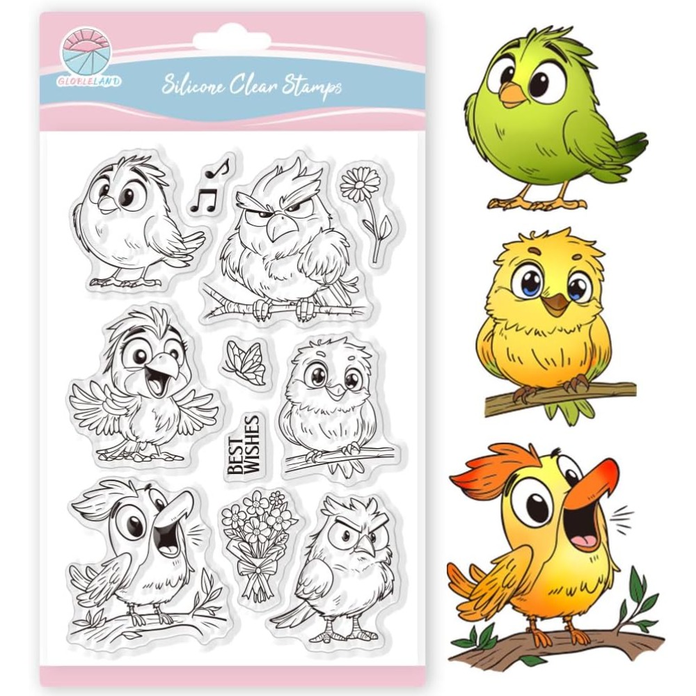 Clear Silicone Stamps For Card Making - Zabawne Stemple Przezroczyste Ptaki do Scrapbookingu