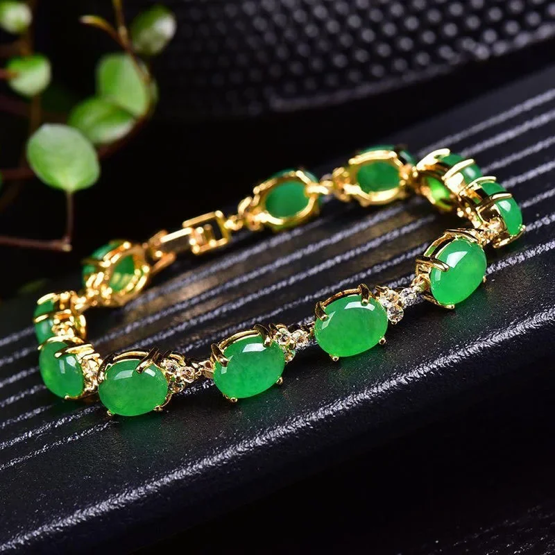 Beading - Naturalny zielony jadeitowy agat miłość bransoletka