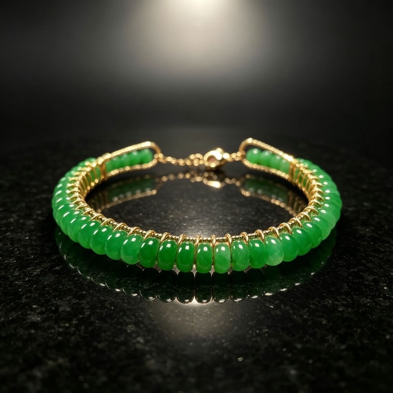 Beading - Naturalne, suche, niebieskie jadeitowe bransoletki z