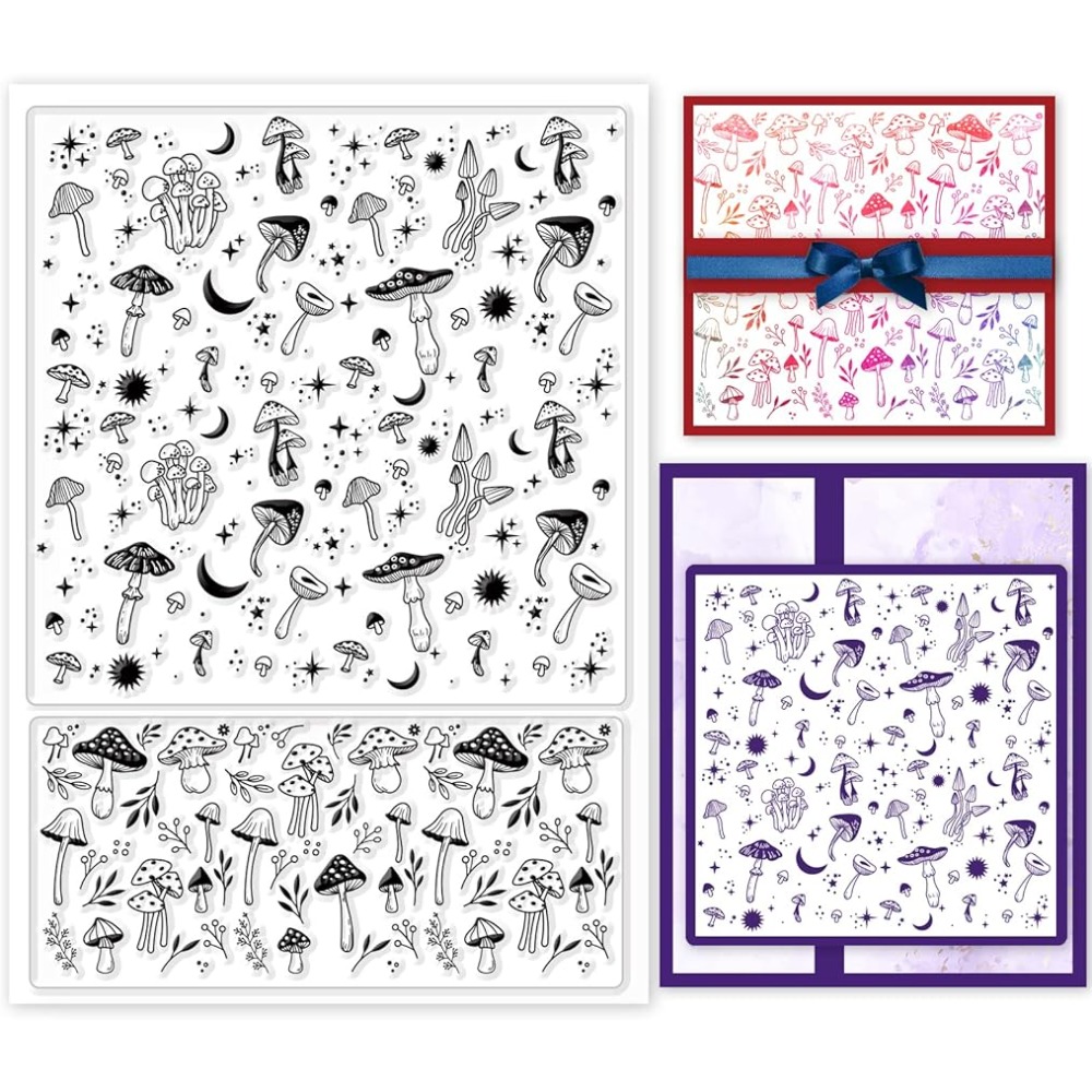 Clear Silicone Stamps For Card Making - Tło grzybów wyraźne znaczki roślin tło