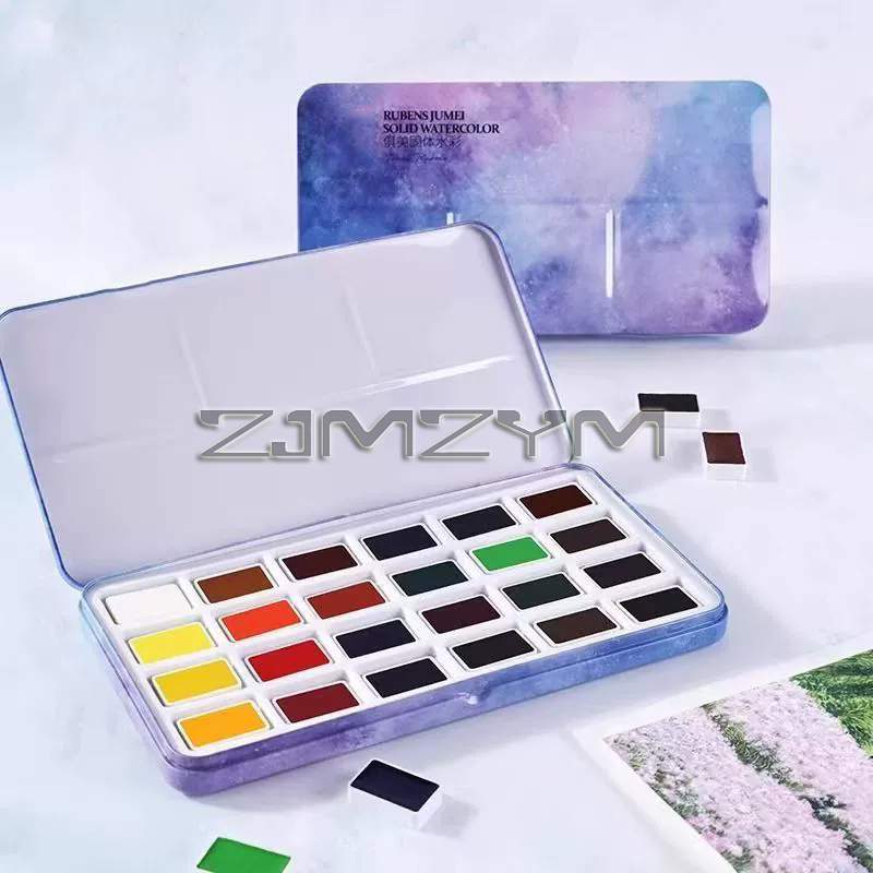 Watercolor Paint Set Solid Pigment - Zestaw profesjonalnych farb akwarelowych w kostkach,