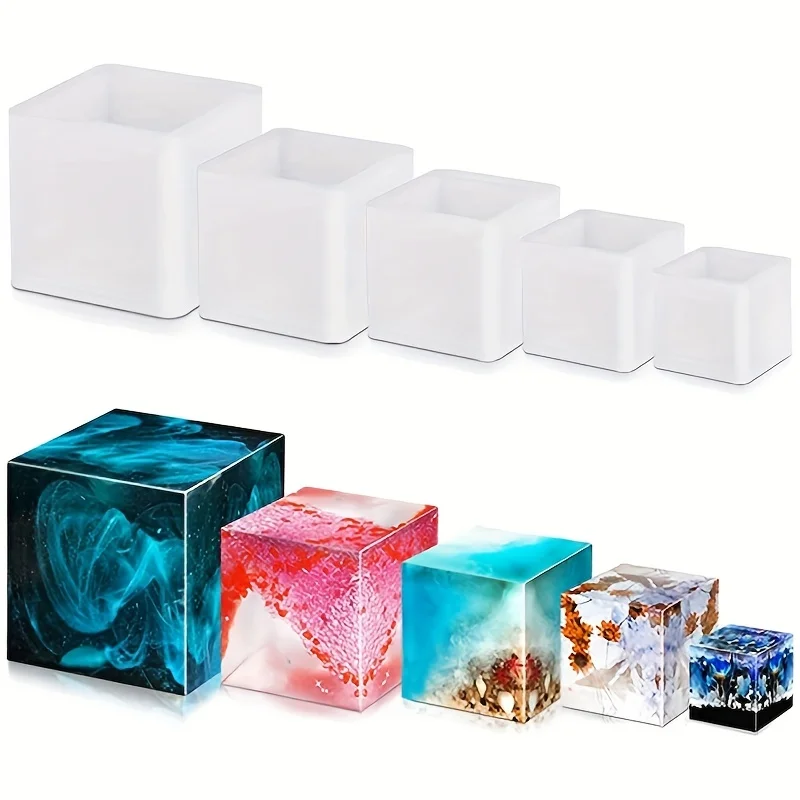 Silicone Epoxy Resin Molds Set - 5 sztuk Kwadratowa forma silikonowa do