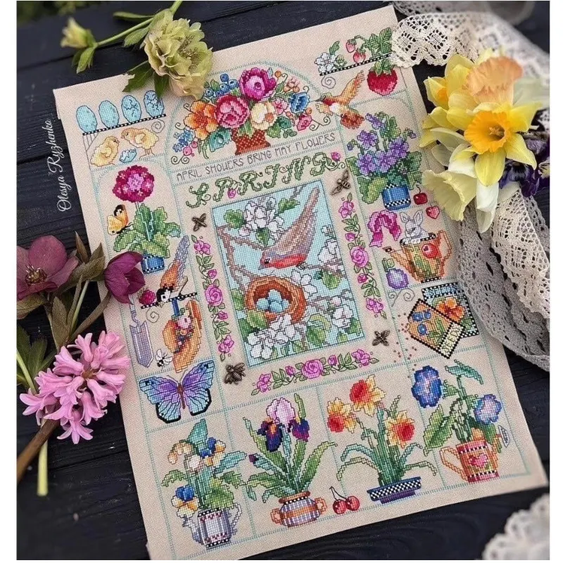 【CC2937 Wiosenny Ogród】 Zestaw – Cross Stitch Stamped Kits Beginners recenzja i cena