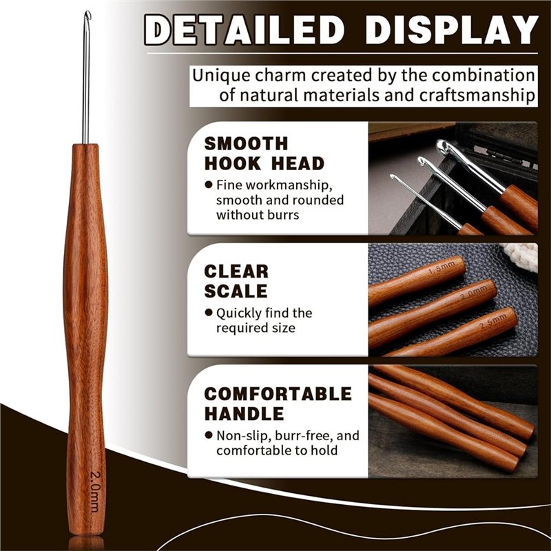AS94 – zestaw 5 szydełek, 5 ró – Wooden Crochet Hooks Ergonomic Handle recenzja i cena