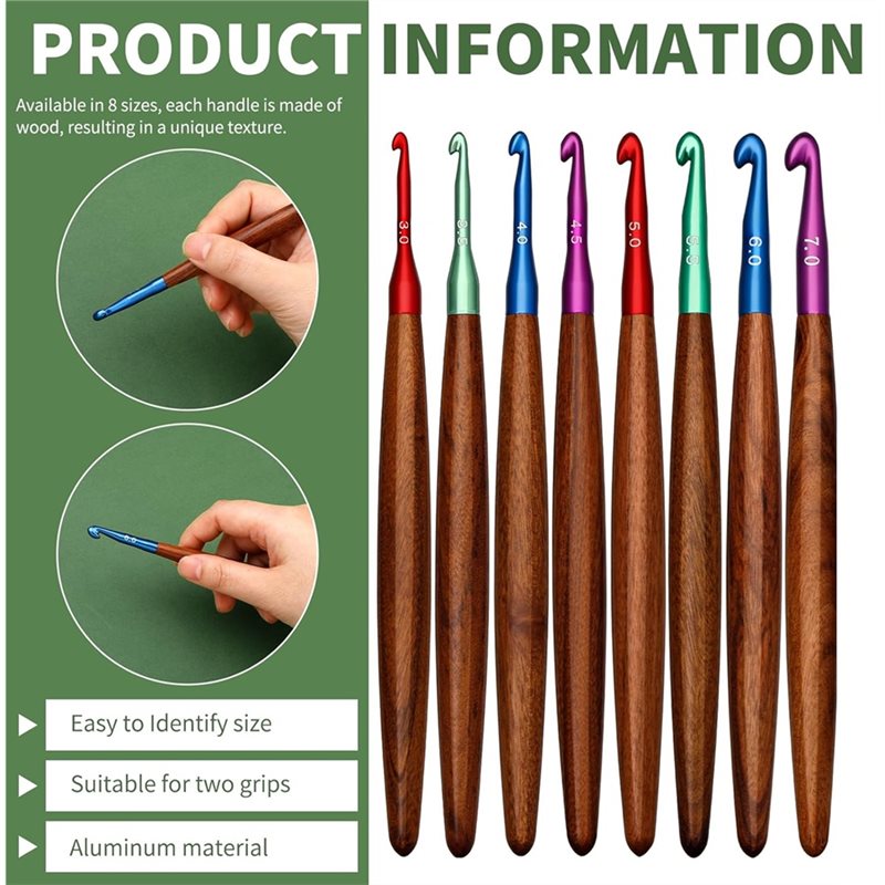 AB34 - Aluminiowe szydełka z d – Wooden Crochet Hooks Ergonomic Handle recenzja i cena